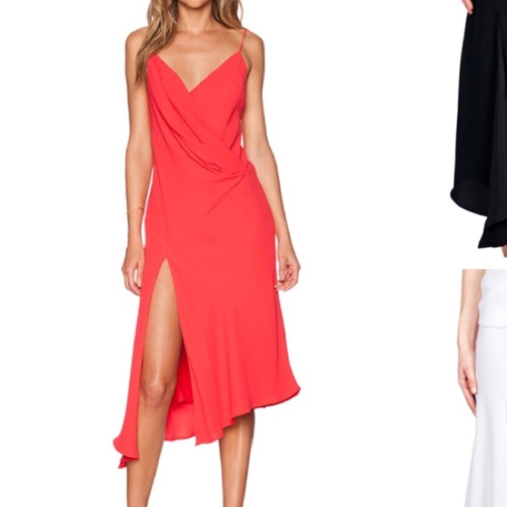 SOLD Nicholas red draped dress with slit 💃🏻